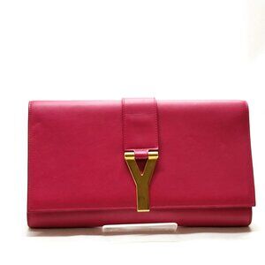 Authentic Saint Laurent Clutch Bag Pink Leather mn241-012426